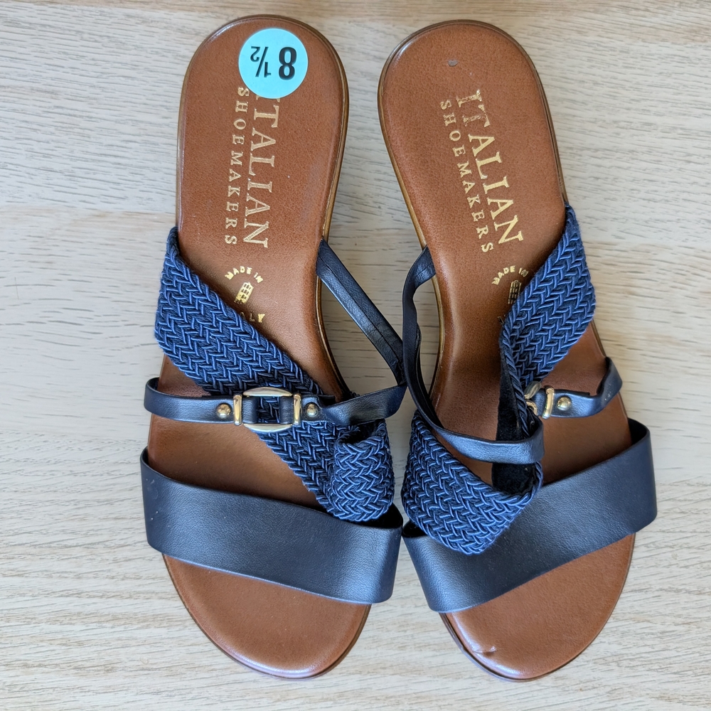 Italian Shoemakers Black and Brown Sandals Slip-On Comfort